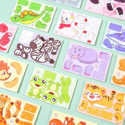 30pcs 3D Jurassic Dinosaur Cute Animals Enlightenment Paper Puzzle Puzzle Puzzle Cartoon Learning Education Puzzle Christmas Toy Beauty World Shop