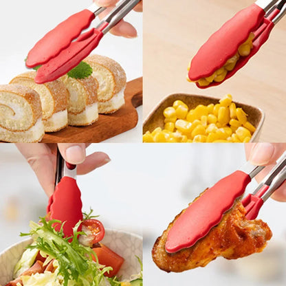 7 Inch Food Tongs Creative Non-slip BBQ Grilling Tongs Salad Bread Cooking Clip Clamp Serving Utensils Tongs Kitchen Accessories Beauty Trend Shop