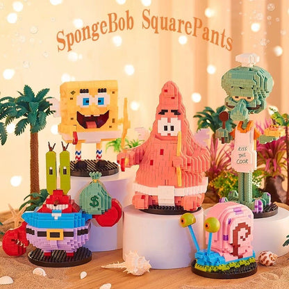 Anime SpongeBob SquarePants Micro particles Block City  Patrick Star Squidward Building Blocks Kids Toys Birthday Gifts Beauty World Shop