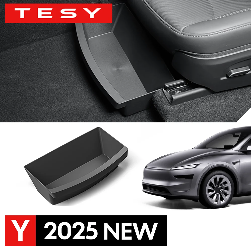 For Tesla New Model Y 2025 Launch Juniper Front Seats Under Seat drawer TPE Storage Box Beauty World Shop