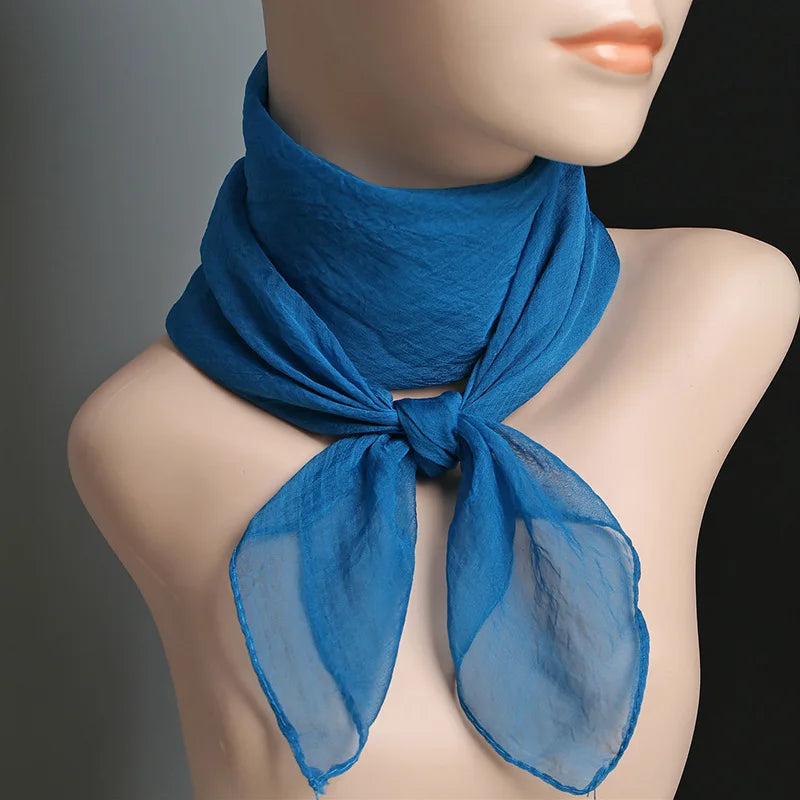 New 70X70cm Simulation Silk Scarves Women's Versatile Small Square Solid Chiffon Scarf Gauze Scarf Party Gift Beauty World Shop