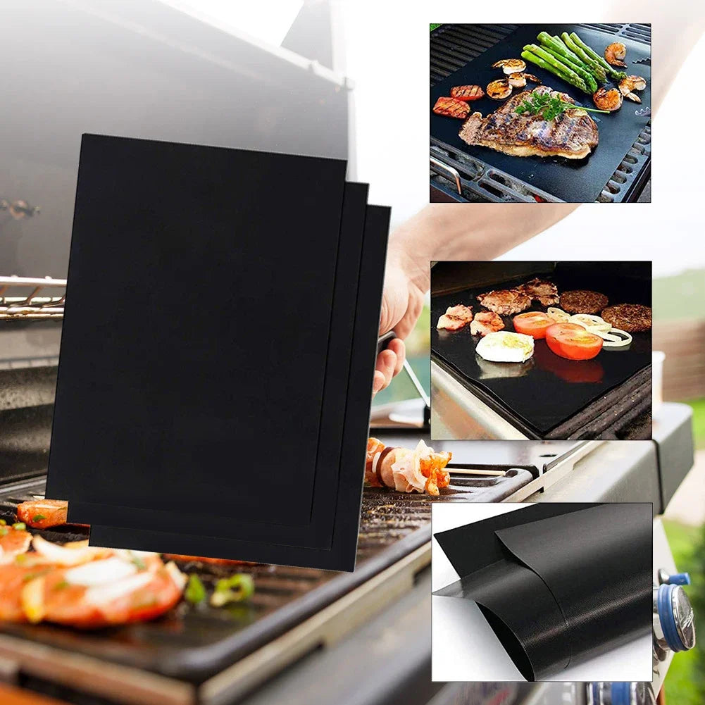 1-6Pcs BBQ Grill Mat Non-stick Mat Heat Resistant Grill Mat Outdoor Baking Reusable Barbecue Party Mat 40x50cm 33x40cm Beauty World Shop