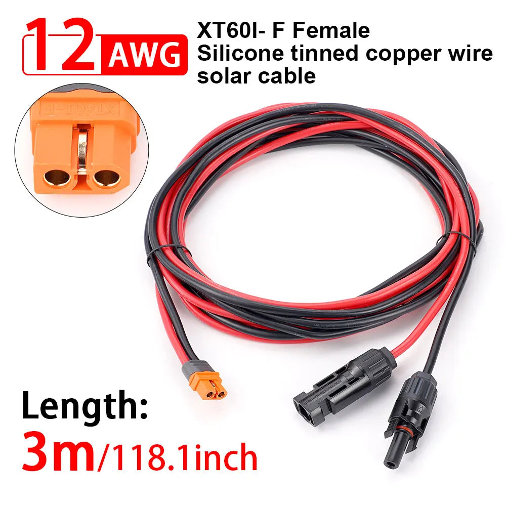 1/2/3M Solar Connector to XT60I- F Adapter 12AWG CableConnect Solar Panel Charge Cable for Solar Generator Portable Power Statio Beauty World Shop