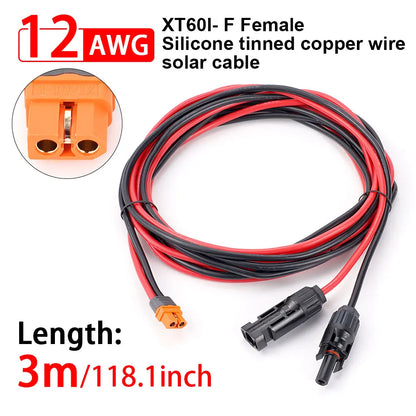 1/2/3M Solar Connector to XT60I- F Adapter 12AWG CableConnect Solar Panel Charge Cable for Solar Generator Portable Power Statio Beauty World Shop