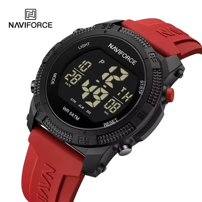 NAVIFORCE 7104 Sports Men's LCD Digital Leisure Date Week Alarm Clock Waterproof Silicone Strap Electronic Watch électronique Beauty World Shop