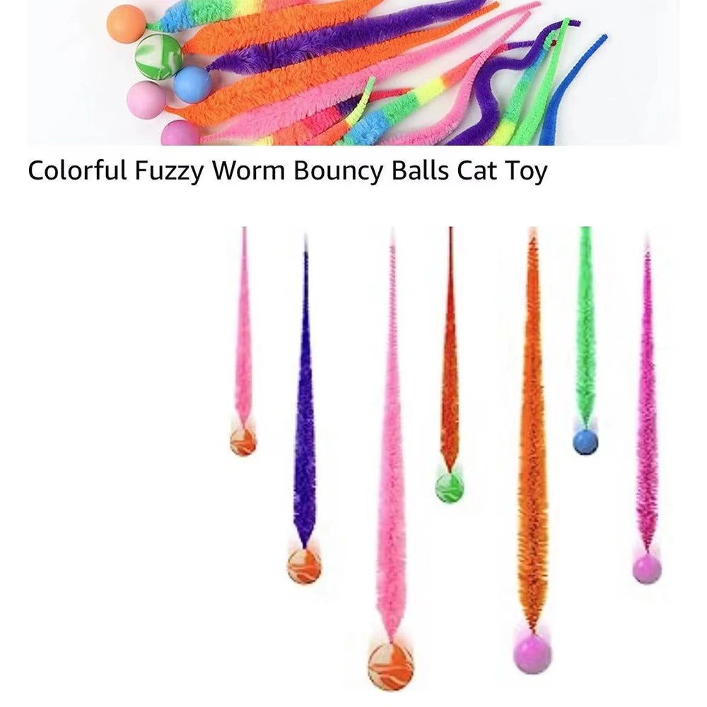 Cat interactive toys Tickle Cat Colorful bouncing ball Pet supplies Puzzle teasing indoor cat worm caterpillar elastic toy Beauty World Shop