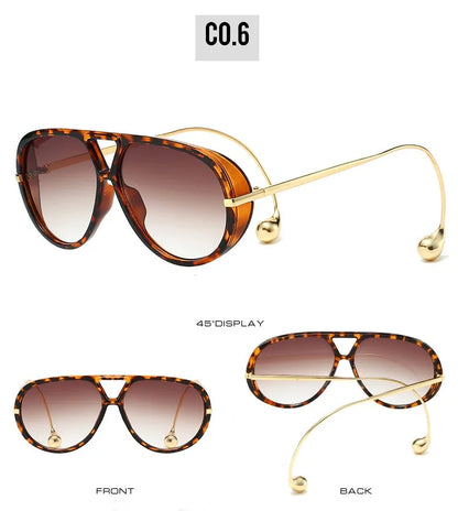 2025 European and American Fashion Sunglasses Male Pilot Double Beam Large Frame Metal New Sunglasses Female Beauty World Shop