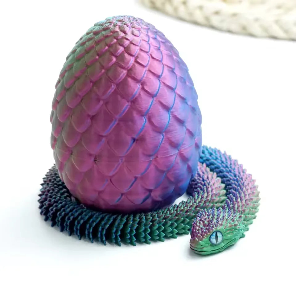 4pcs/set 3D printed snake surprise egg decoration, flexible joints, the best gift for 3D printing enthusiasts Beauty World Shop