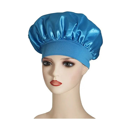 Wide-brimmed High Elastic Hair Band Female Pile Cap Autumn Lunar November Beauty Hair Care Hat Satin Nightcap Beauty Fashion