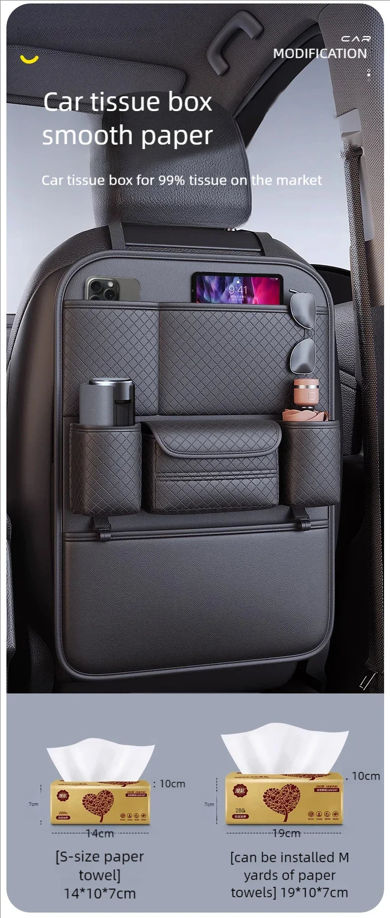 Multi-functional Car Seat Back Organizer High-Capacity Multi-Pocket Backseat Storage Bag Wear-Resistant Anti Kick Mat Beauty World Shop