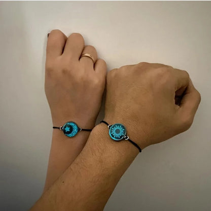 Romantic Luminous Sun Moon Couple Bracelets for Women Men Handmade Braided Rope Matching Bracelet Valentine's Day Jewelry Gifts Beauty World Shop