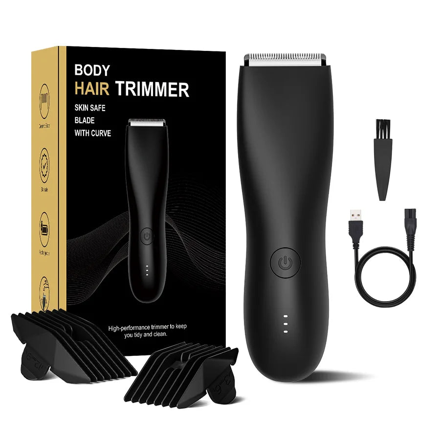 Men's Electric Groin & Body Shaver - Waterproof Dual Head Trimmer Kit w/ LED Light & Foil Blades Beauty World Shop