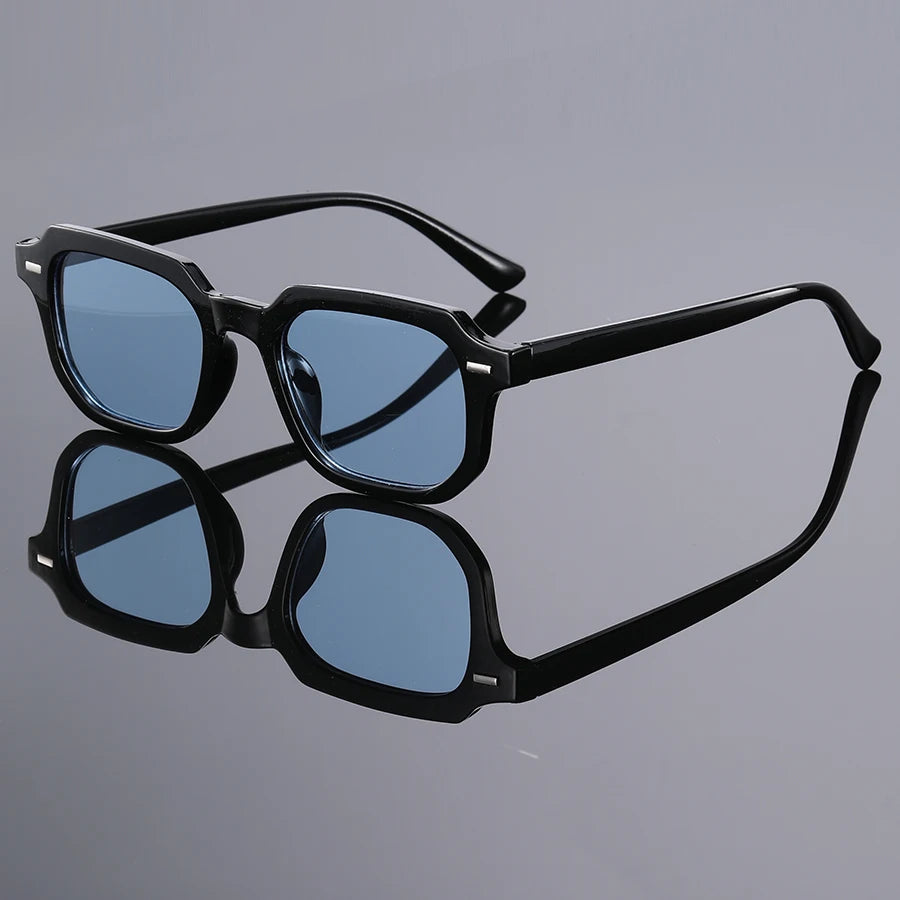 1Pc Men's Fashion Glasses New Trendy Square Frame Retro Rivet Y2K Music Festival Cool Street Style Decoration Suitable for Daily Beauty World Shop