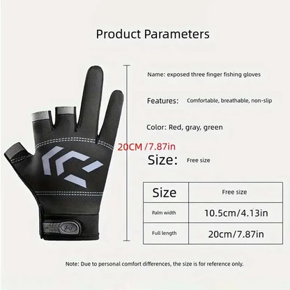 1/2 pair Fishing Gloves Sun Protection 3 Cut Fingers Anti-Slip Breathable Fishing Gloves Suitable for Outdoor Activities Beauty World Shop