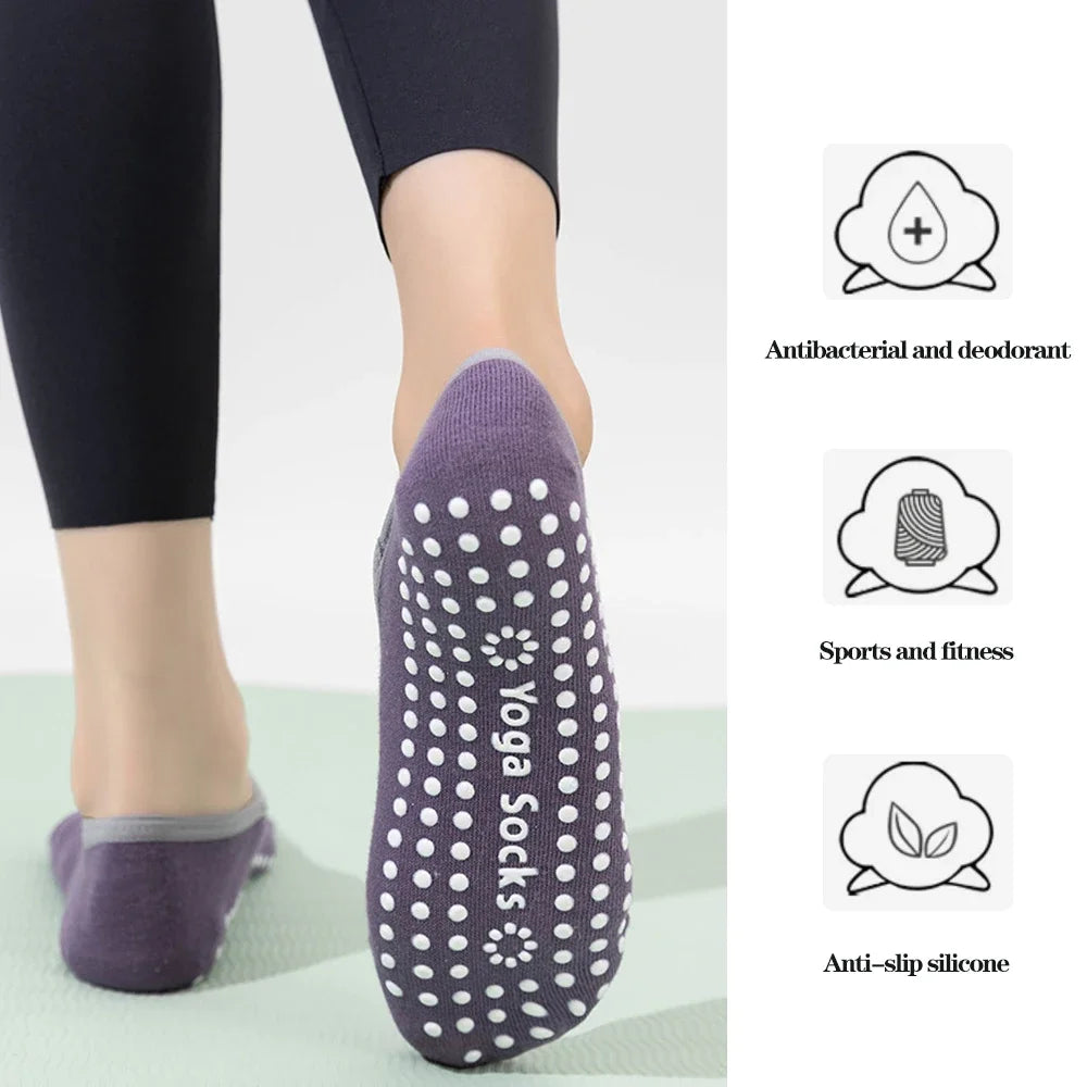 1/ 3Pair Professional Women Yoga Sock Silicone Anti-slip Ballet Pilates Socks Women Backless Breathable Bandage Yoga Sport Socks Beauty World Shop