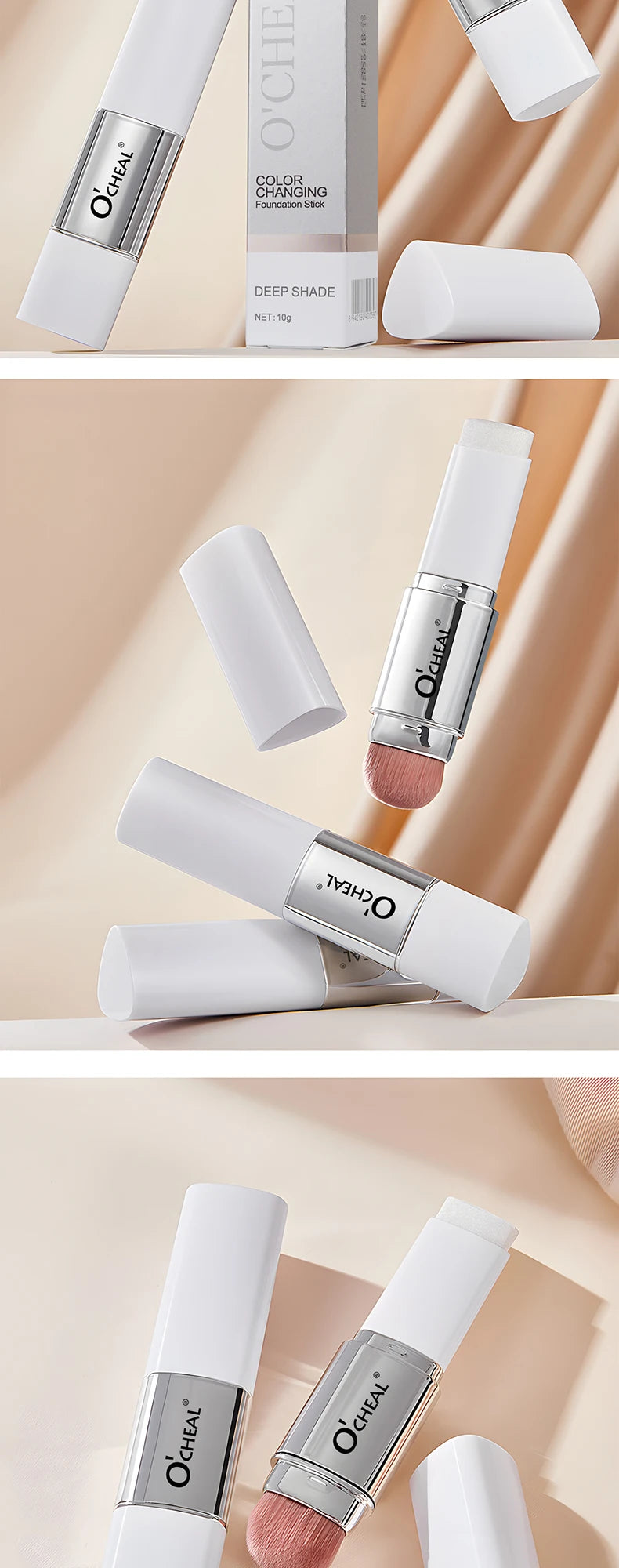 O'CHEAL Temperature Changing Foundation Stick Facial Coverage Blemishes Pores Double-Headed Face Matte Makeup Foundation Cream Beauty World Shop