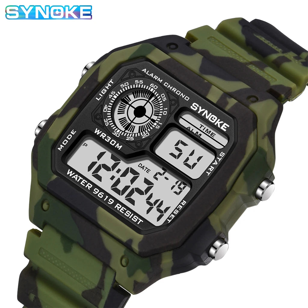 Synoke Outdoor Military Digital Watch For Men Fashion Retro Nylon Canvas Strap Sports Waterproof Watch Multifunctional Luminous Beauty World Shop