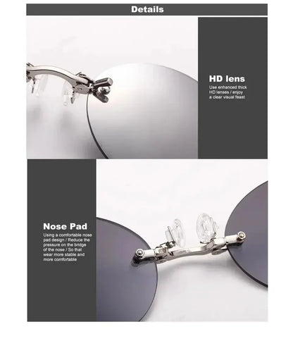  VIEWRING1-2PCS Clip On Nose Glasses Round Rimless Matrix Morpheus Sunglasses Mini Frameless Vintage Men Eyeglasses Beauty World Shop