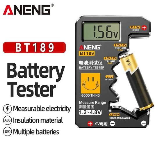 ANENG BT189 Button Cell Battery Tester 9V N D C AA AAA Universal Household LCD Display Battery Tester Power Bank Detectors Tools Beauty World Shop