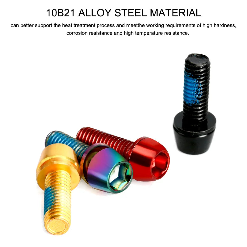 6 Pcs Bicycle Disc Brake Caliper Bolt Clamp Fixed Screws M6*18MM Titanium-plated Colorful Stainless Steel For MTB Mountain Bike Beauty World Shop
