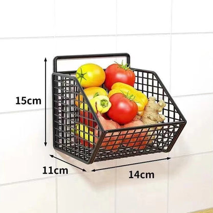 Wall Mounted Kitchen Storage Basket Durable Wire Storage Rack for Vegetables and Fruits Suitable for Home Organization Beauty World Shop