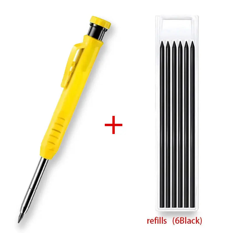 Solid Carpenter Pencil With Refill Lead And Built-in Sharpener For Deep Hole Mechanical Pencil Scribing Marking Woodworking Tool Beauty World Shop