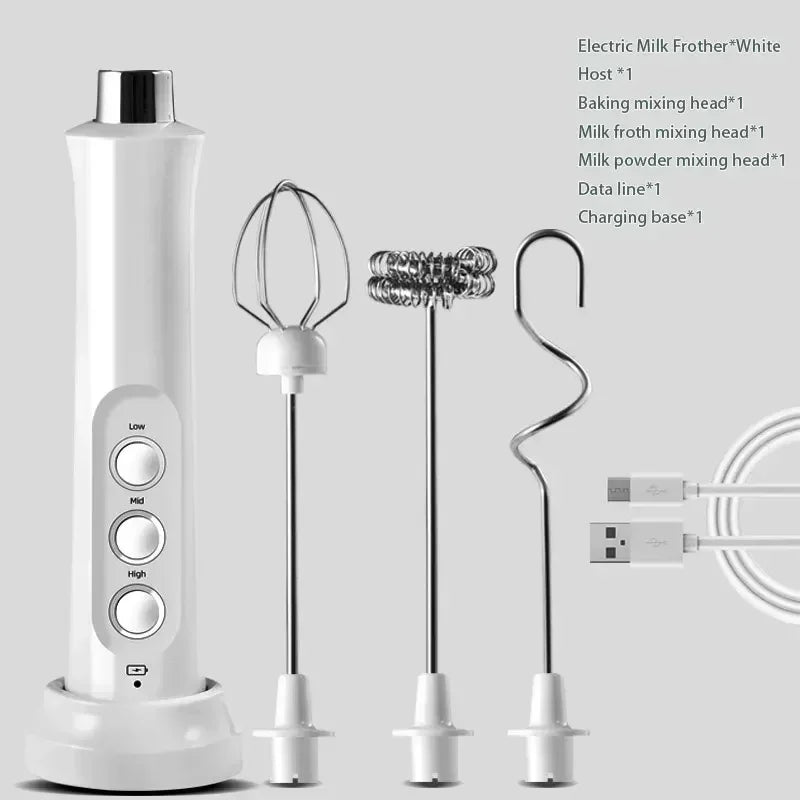 Wireless Milk Foam USB Rechargeable Handheld Electric Foam Maker 3 Speeds for Latte Cappuccino Hot Chocolate Coffee Whisk Mixer Beauty World Shop