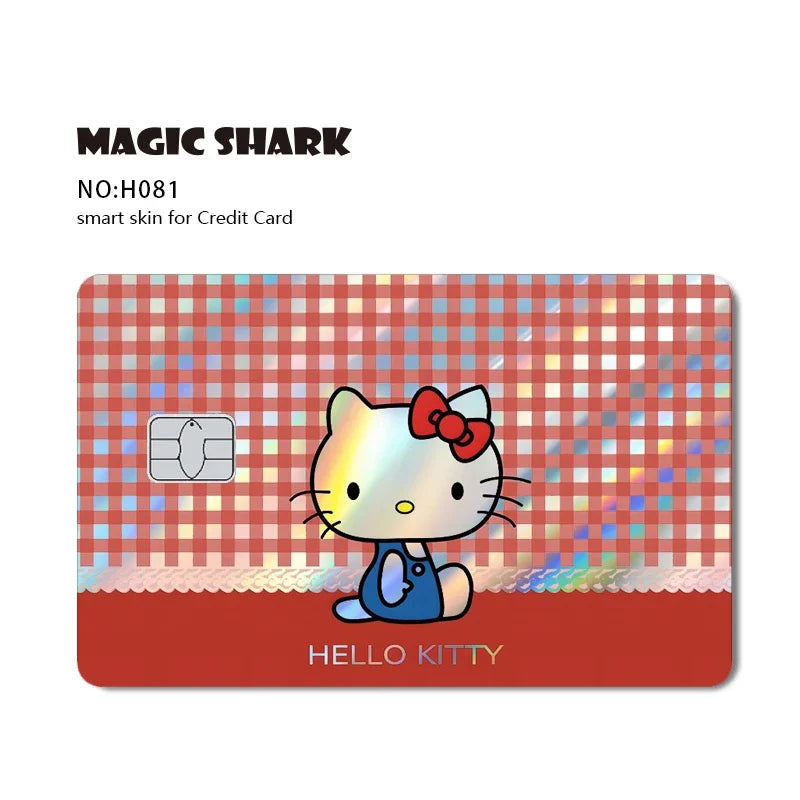 Hot Sale Hello Kitty Kuromi Holographic Laser Shinny Film Skin Cover Sticker for Debit Credit Card Bank Card Beauty World Shop
