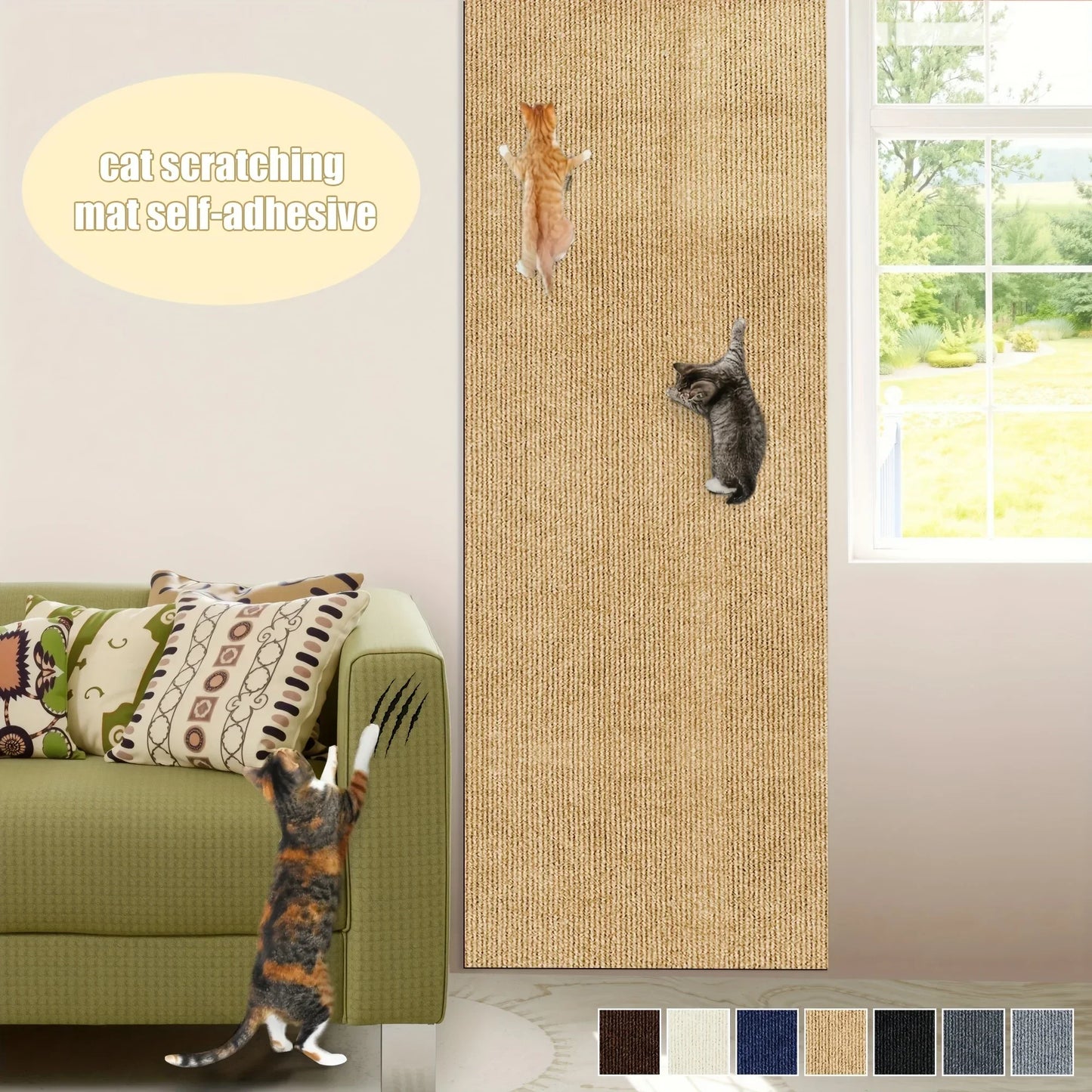 Trimmable Cat Scratch Mat Self-Adhesive Cats Scratch Carpet Anti Cat Scratcher Furniture Couch Corner Indoor Sofa Wall Protector Beauty World Shop