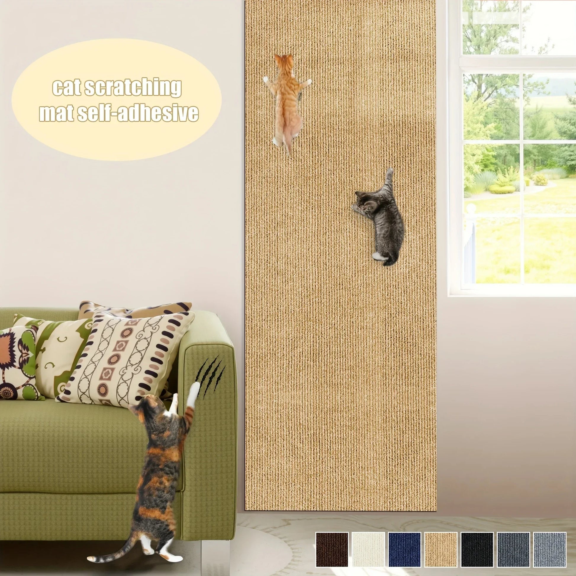 Trimmable Cat Scratch Mat Self-Adhesive Cats Scratch Carpet Anti Cat Scratcher Furniture Couch Corner Indoor Sofa Wall Protector Beauty World Shop