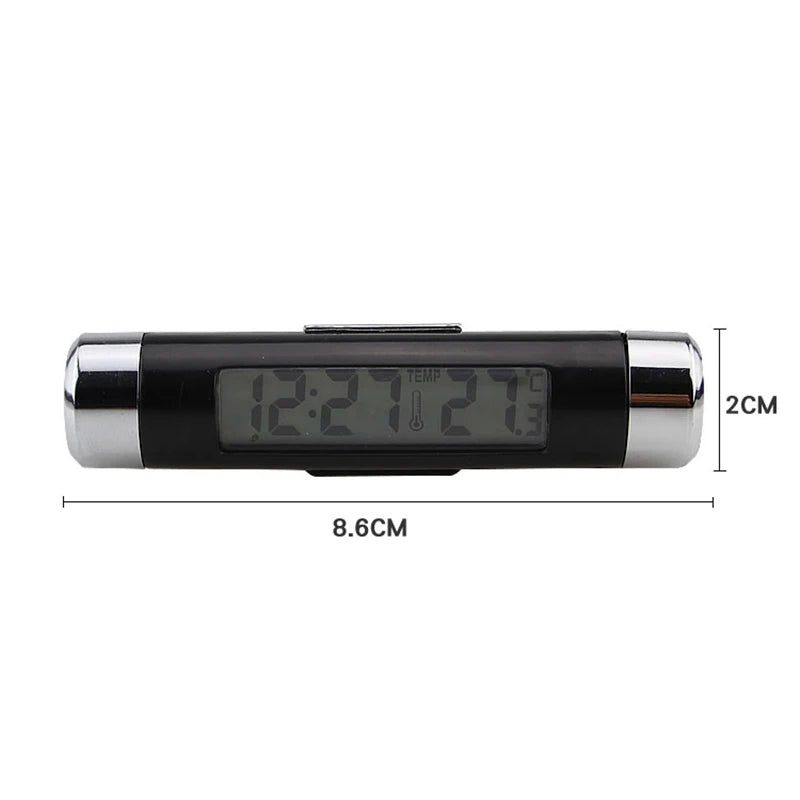 Portable 2 in 1 Car Digital LCD Clock Temperature Display Electronic Clock Thermometer Car Automotive Blue Backlight With Clip Beauty World Shop