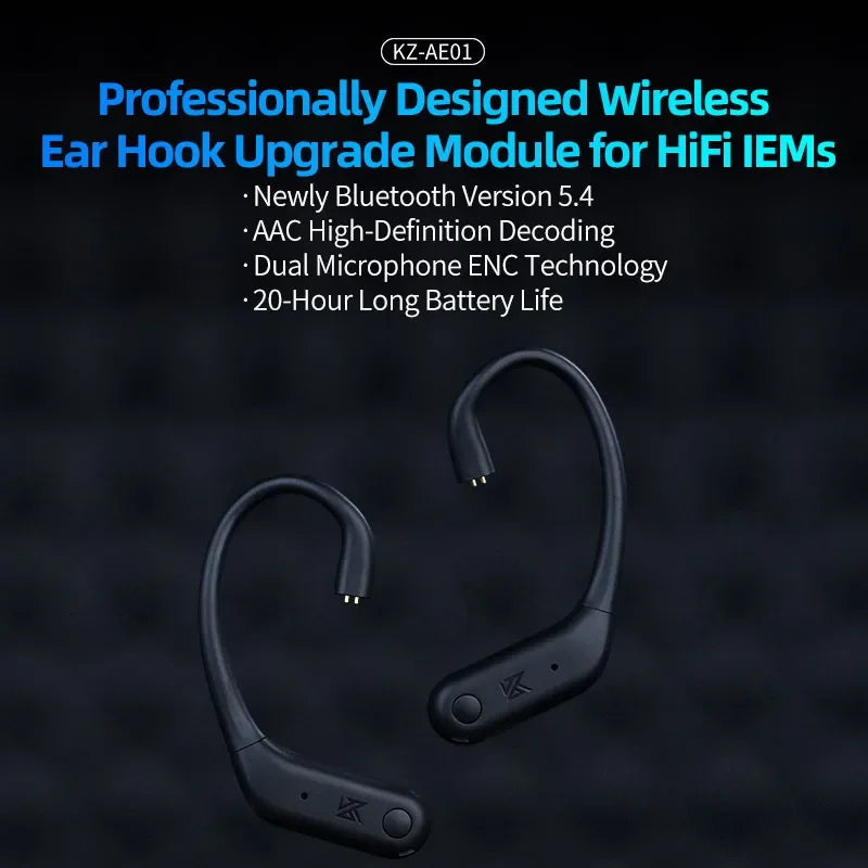 KZ AE01 Wireless Upgrade Cable Bluetooth-compatible 5.4 Earphones Wire HIFI Wireless Ear Hook With Charging Case For ZSX ZAR PR2