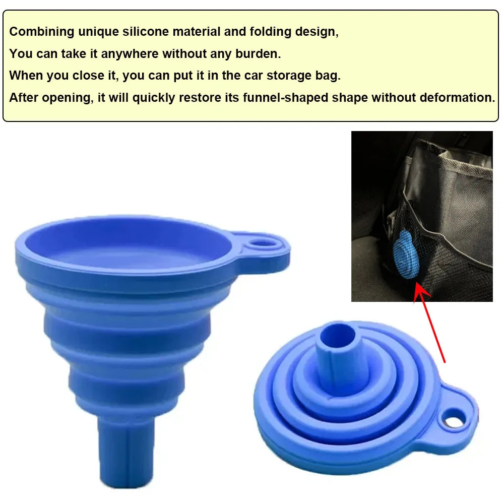 Engine Funnel Car Universal Silicone Liquid Funnel Washer Fluid Change Foldable Portable Auto Engine Oil Petrol Change Funnel Beauty World Shop