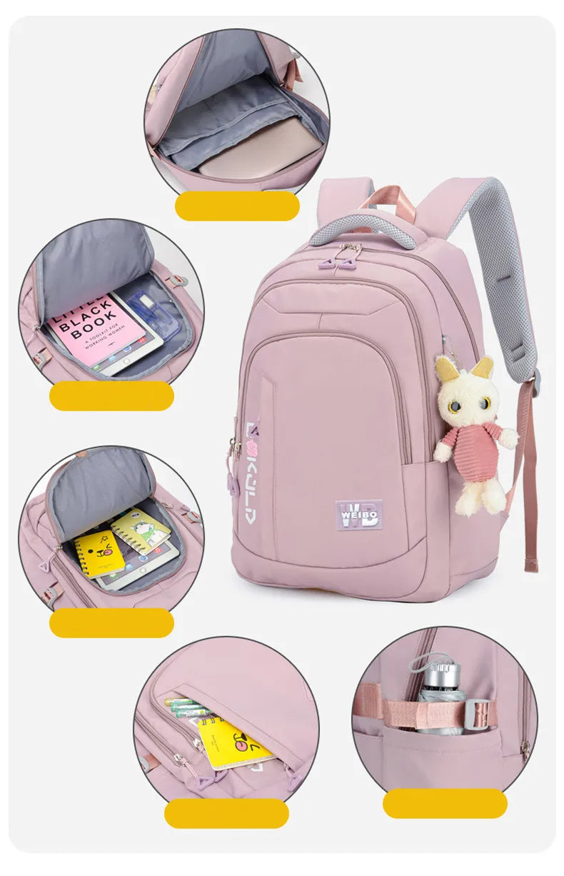 Girl School Bag Backpack Back Pack For Teenager Women Children Female Pink Schoolbag Primary High Bagpack Class Teens Child Kids Beauty World Shop
