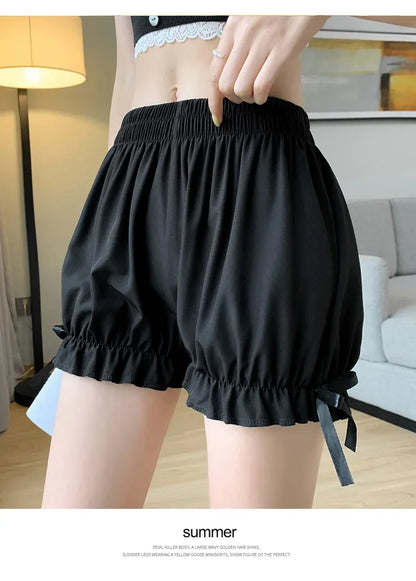 Women Lace Short Panties Imitation Silk Ruffle Bloomers Anti Exposure Safety Pants Lolita Satin Knickers Shorts Dress Pettipant Beauty World Shop