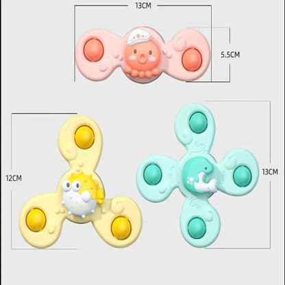 3Pcs/Set Baby Bath Toys Funny Bathing Sucker Spinner Suction Cup Cartoon Rattles Fidget Educational Toys For Children Boys Beauty Fashion