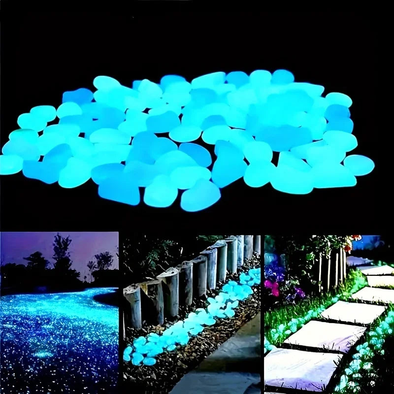 100pcs Glow In The Dark Pebbles, Resin Luminous Stones For Landscape, Garden Paths, Potted Plants, Parks, Aquarium Decor, Beauty World Shop