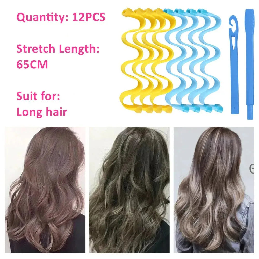 12pcs Heatless Hair Curler No Heat Hair Rollers Soft Curls Curling Rod Roller Sticks Perm Rods Wave Formers Hair Styling Tools Beauty World Shop