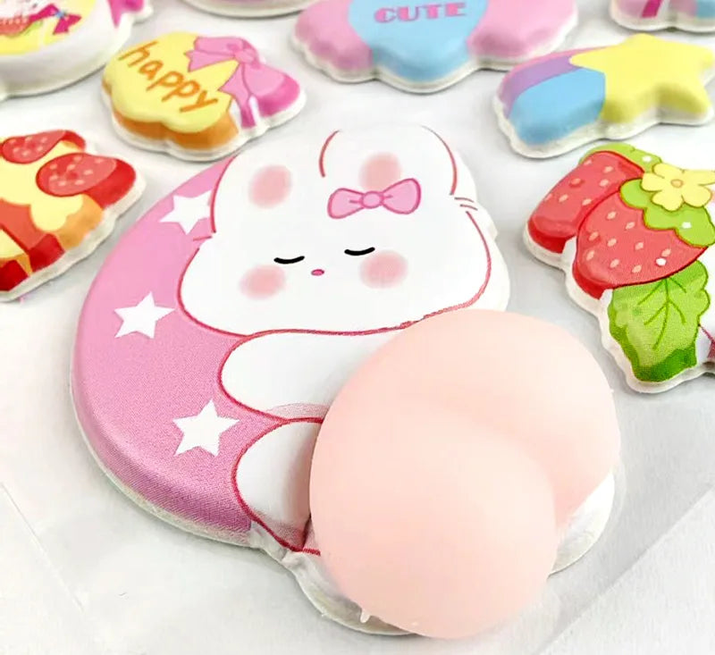 2PCS Cartoon Sticker 3D Puffy Squishy Stress Relief Rabbit Capybara Bear for Phone Case Laptop Decoration Journal DIY Collage Ch Beauty World Shop