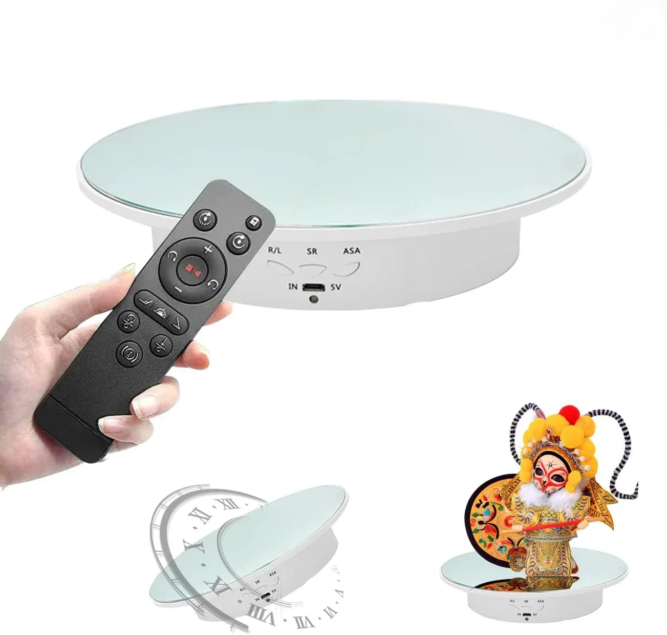 7.87 Inch 360 Degree Electric Rotating Stand with Remote Control for Jewelry Display,Photography and Video,3-position Adjustment Beauty World Shop