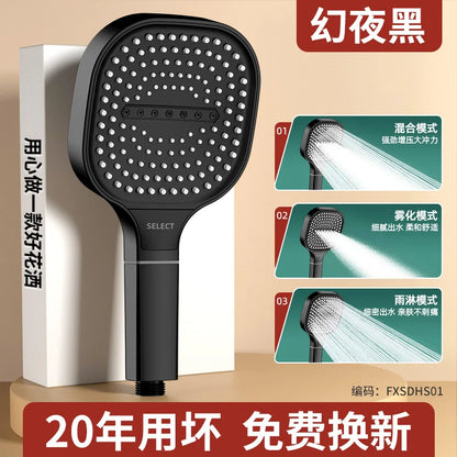New 13CM Large Panel 3 Modes Shower Head High Pressure Water Massage Shower Head With Filter Element Bathroom Accessories Beauty World Shop