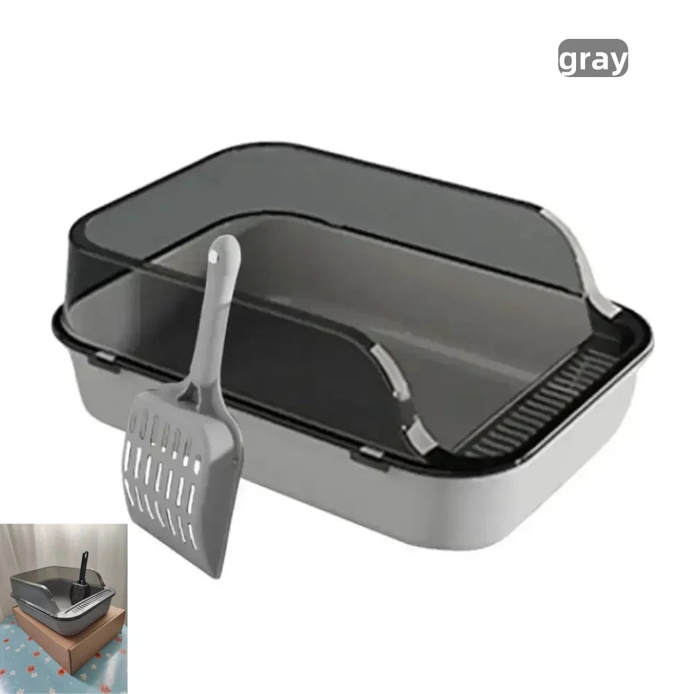 Cat Litter Box Set Large Fence Semi Enclosed Cat Litter Box Thickened Cat Toilet with Cat Litter Scoop Pet Supplies Cat Litter Beauty World Shop