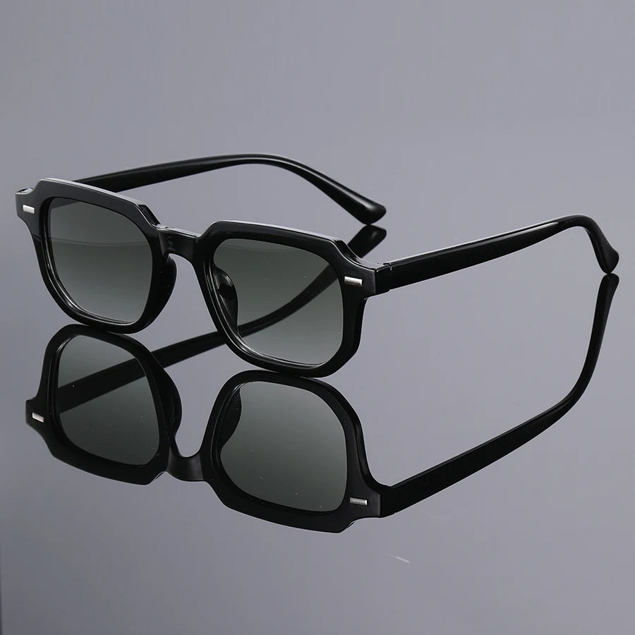 1Pc Men's Fashion Glasses New Trendy Square Frame Retro Rivet Y2K Music Festival Cool Street Style Decoration Suitable for Daily Beauty World Shop