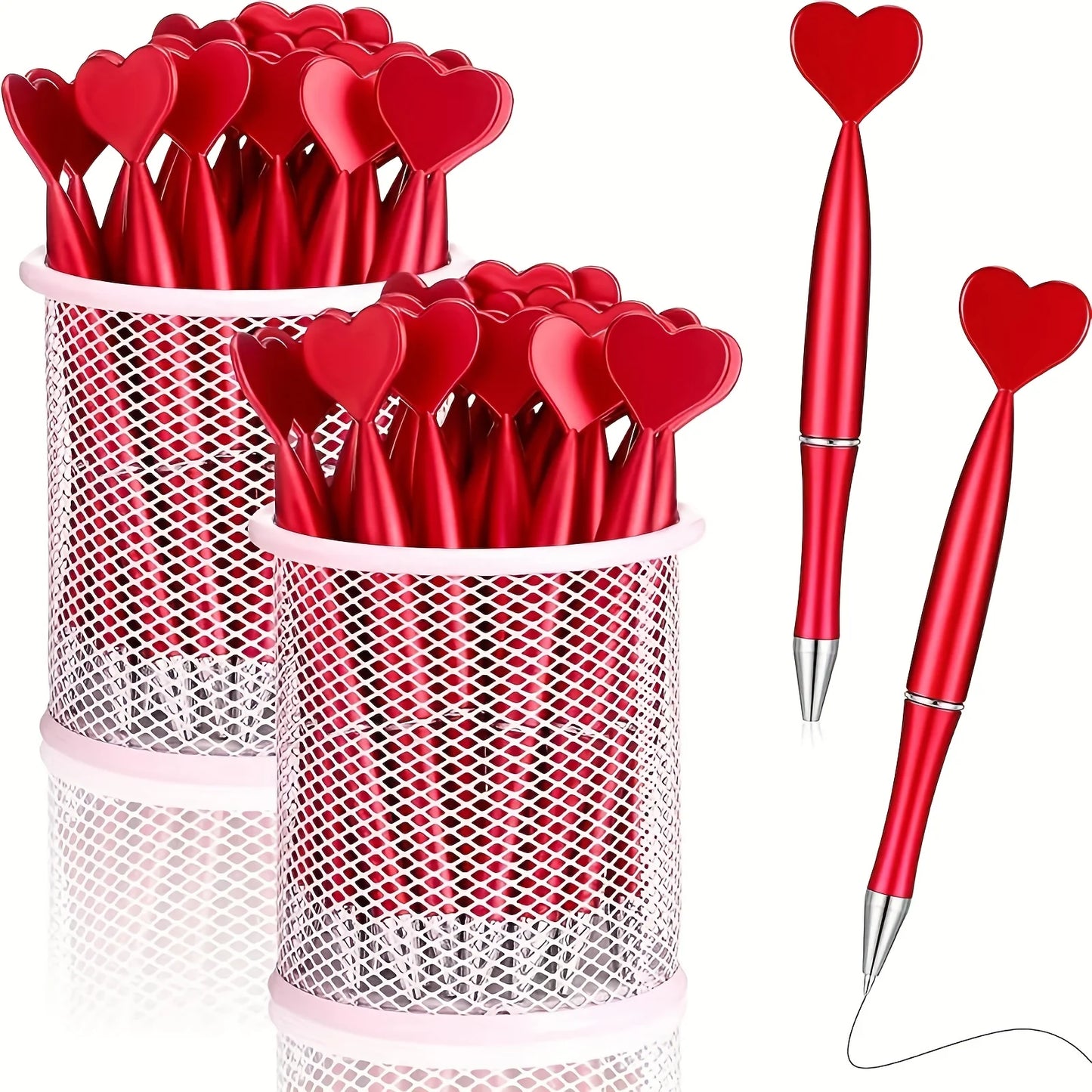12pcs Valentine's Day Heart Shape Pens Black Gel Ink Rollerball Pens for Office School Supplies Gift Kids Ballpoint Pens Beauty World Shop