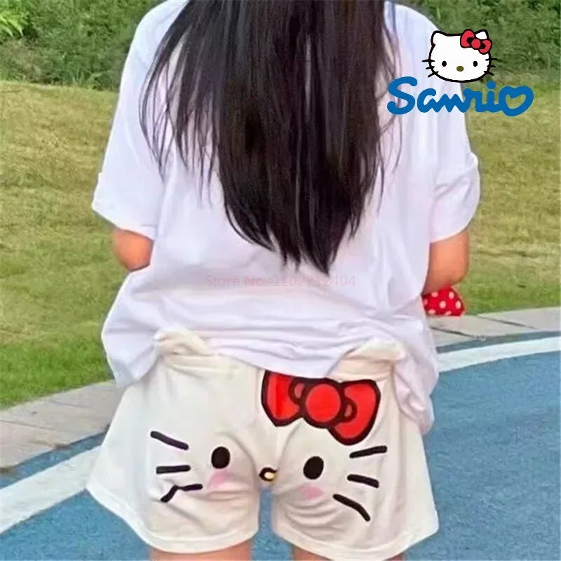 2024 Sanrio Hello Kitty Pajamas Halloween Flannel Fashion Trouserswomen Kawaii Woolen Anime Cartoon Casual Home Pants Autumn Beauty Fashion