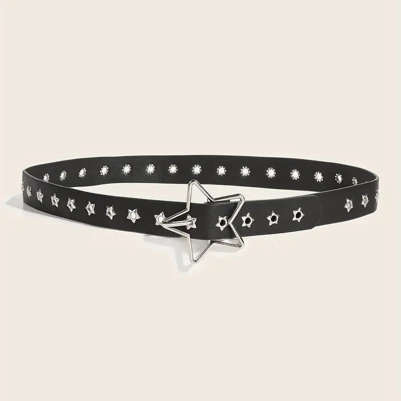 Fashion Punk style star buckle decorative belt with multiple holes small star shaped eyes multifunctional Jeans belt For Women Beauty World Shop