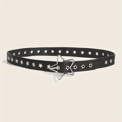 Fashion Punk style star buckle decorative belt with multiple holes small star shaped eyes multifunctional Jeans belt For Women Beauty World Shop