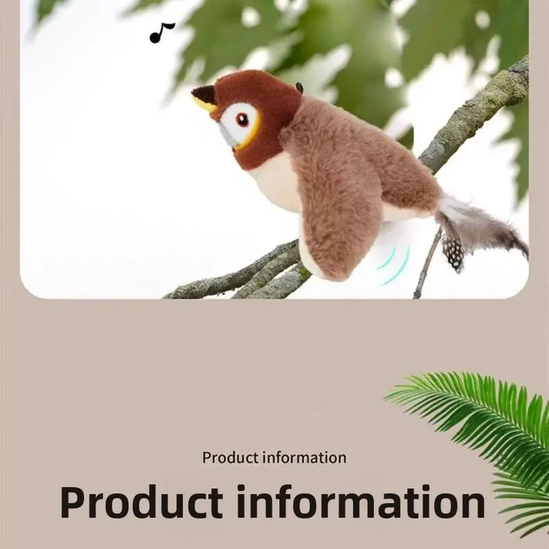 Hot Cat Interactive Toys Catnip Electric Pat Bird (with Catnip) Dog Cats Touch-Activated Squeaky Plush Toy Pet USB Rechargeable Beauty World Shop