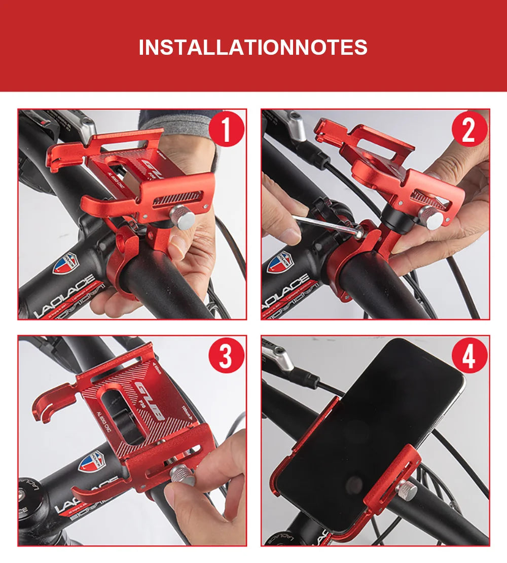 GUB Aluminum Bicycle Phone Holder Metal Bike Cell Mobile iPhone Stand for Motorcycle Scooter Handlebar Bike Headsets Stem Mount Beauty World Shop