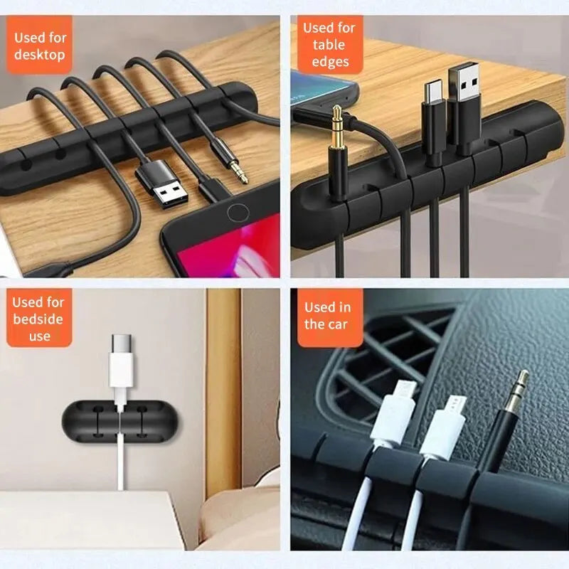 5/7-hole Data Cable Organizer, Desktop Charging Cable Storage Protector, Mouse Cable, Headphone Winding Device, Fixing Clipp Beauty World Shop